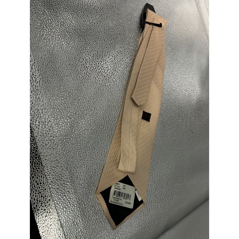 Roberto Cellini Mens Champagne‎ Beige Geometric Grid Necktie 2327 NWT